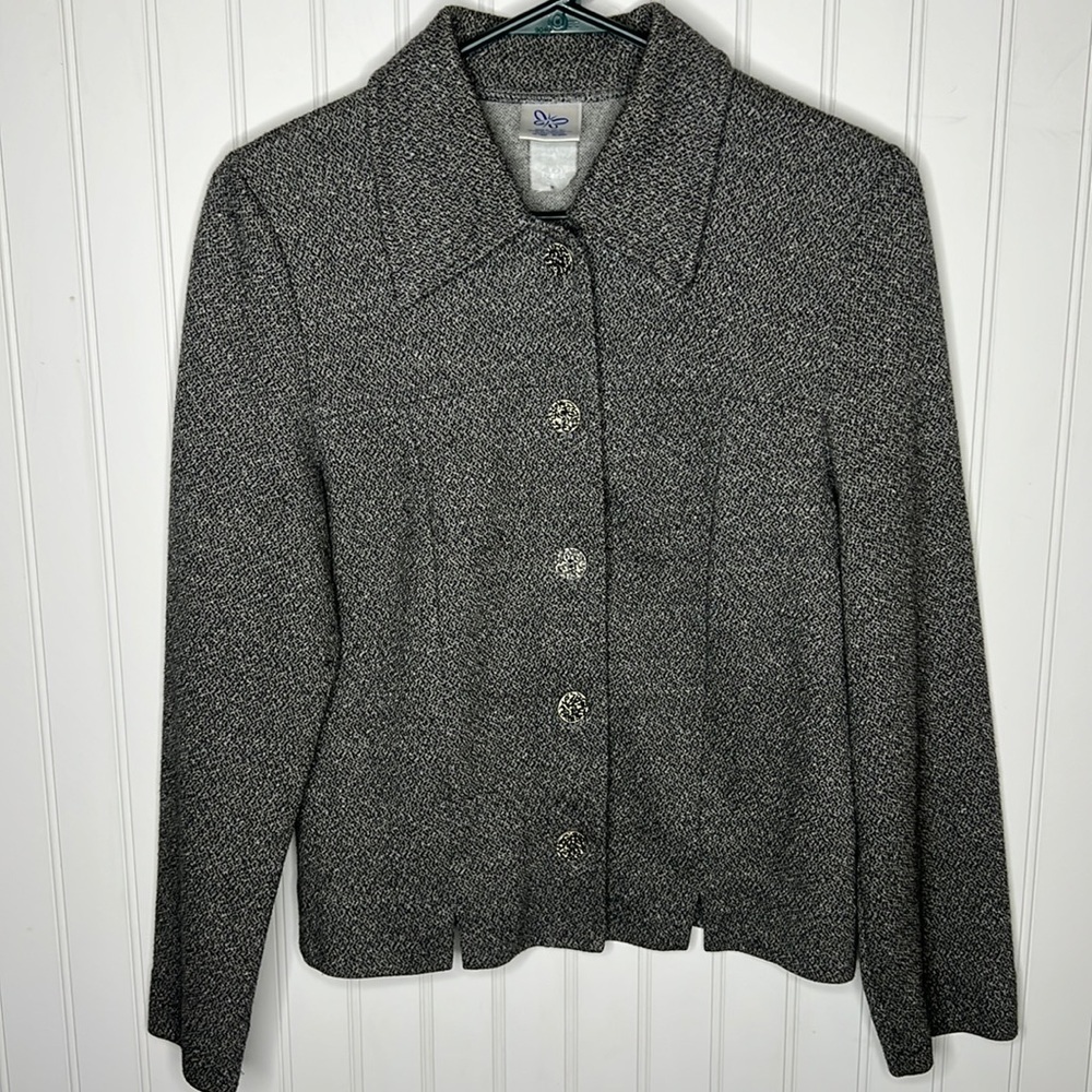 Gray and White button up Jacket Blazer Size Extra Small